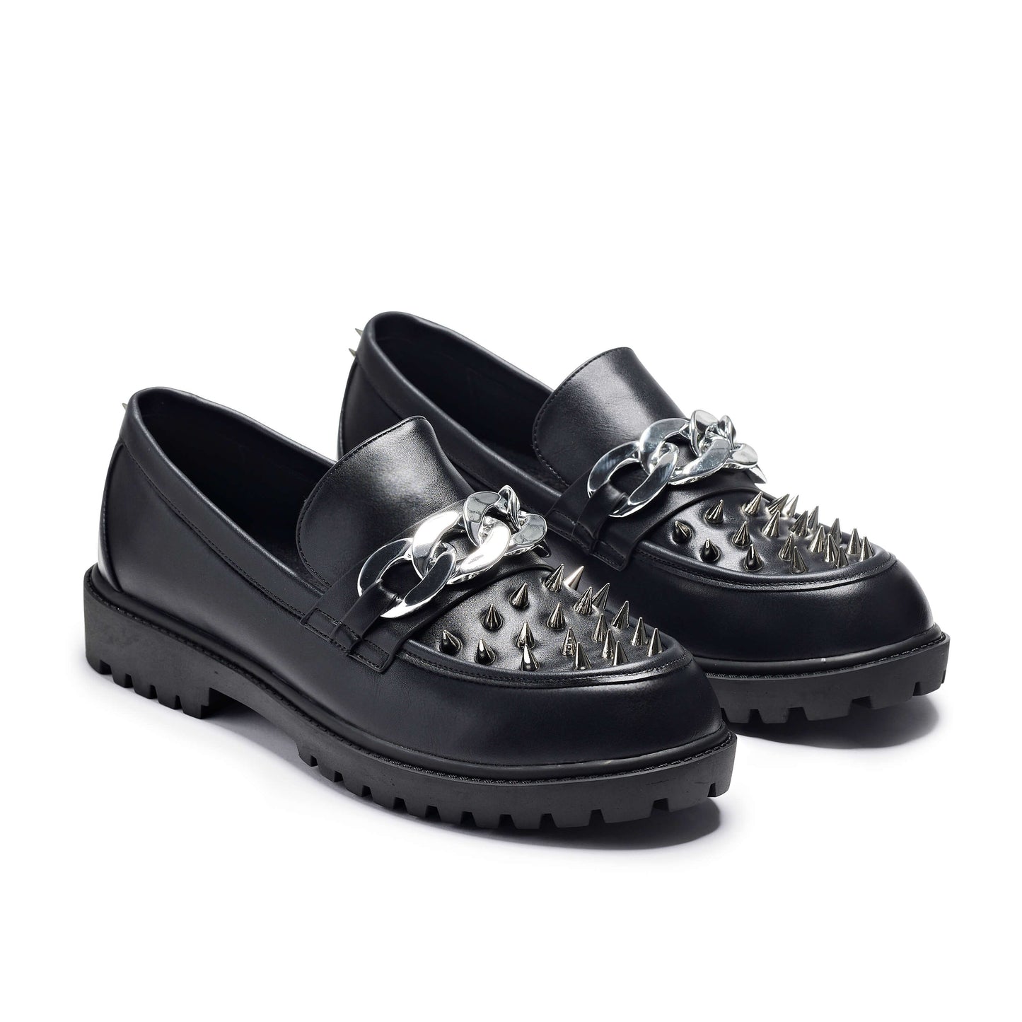 The Grave Warden Men's Spiked Loafers - Shoes - KOI Footwear - Black - Three-Quarter View