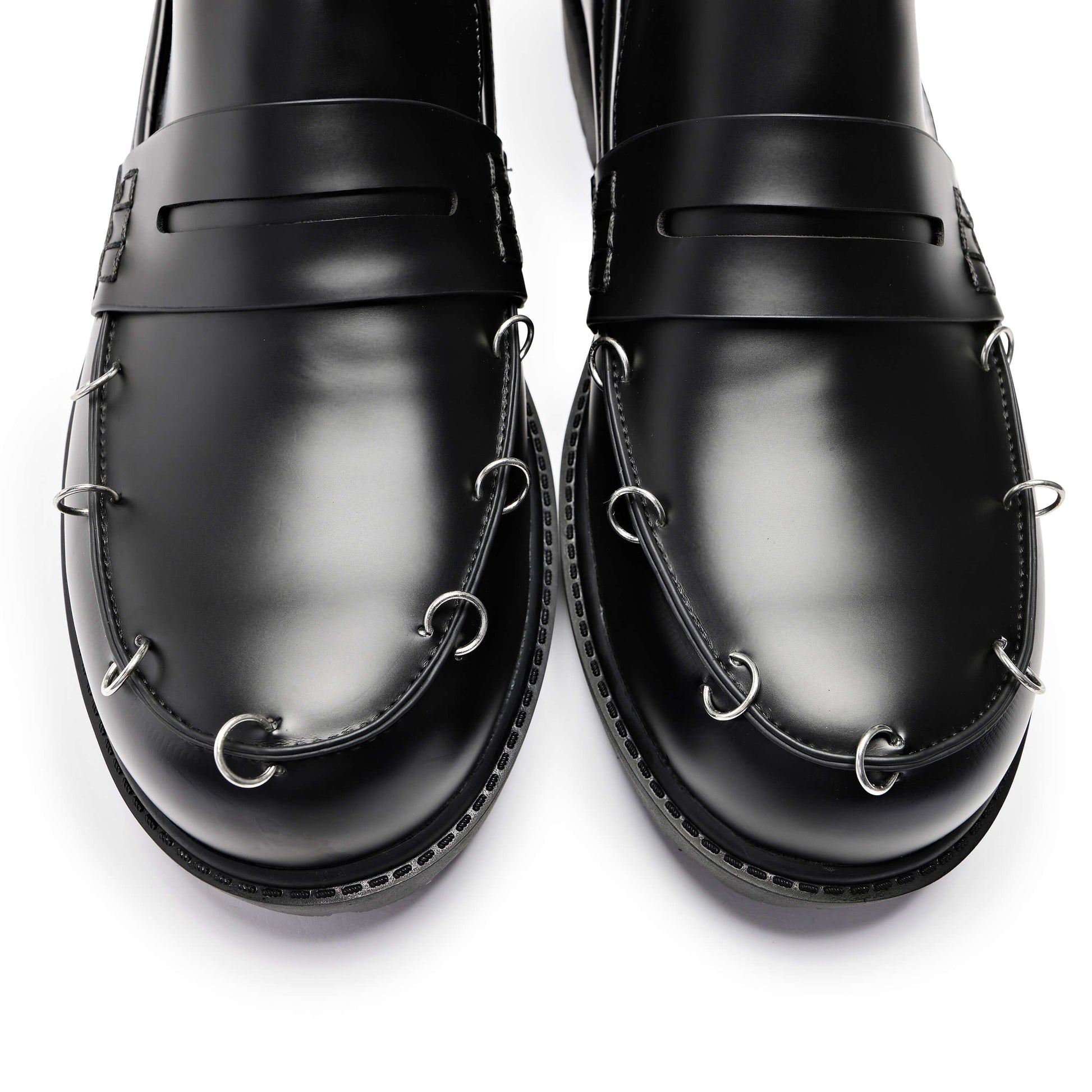 The Kaiden Pierced Men's Loafers - Shoes - KOI Footwear - Black - Top View