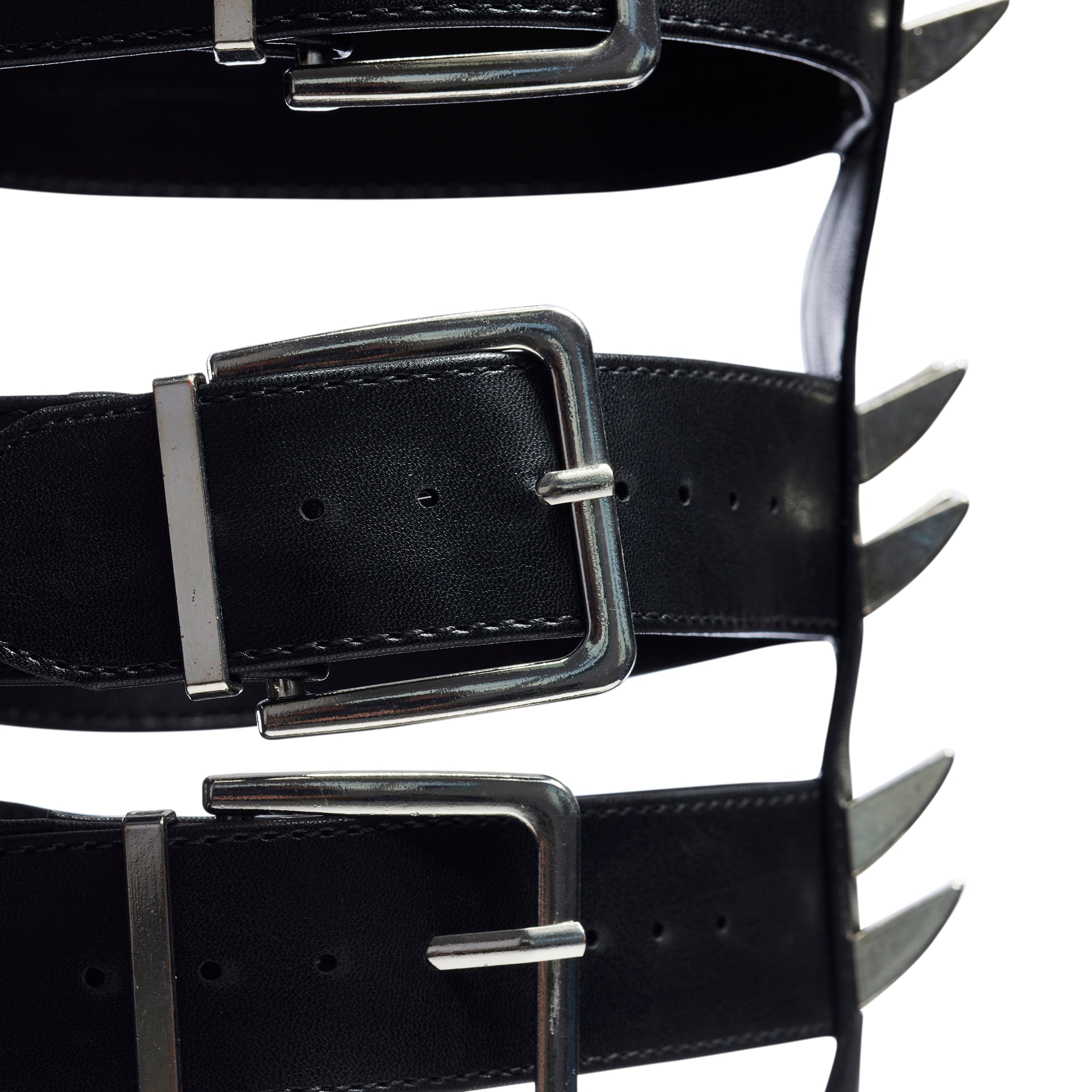 The Mage Resistor Spiked Black Sandals - Black - Koi Footwear - Buckle Detail