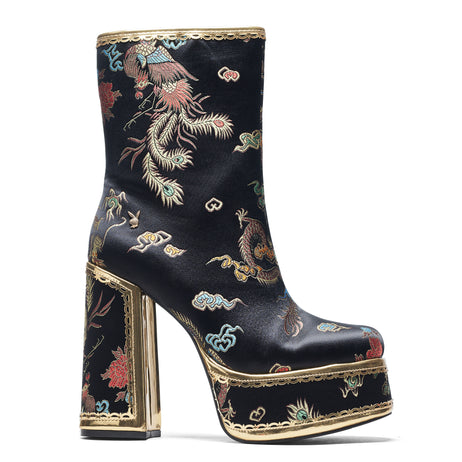 The Ornate Soul Playboy Black Heeled Boots - Ankle Boots - KOI Footwear - Black - Main View