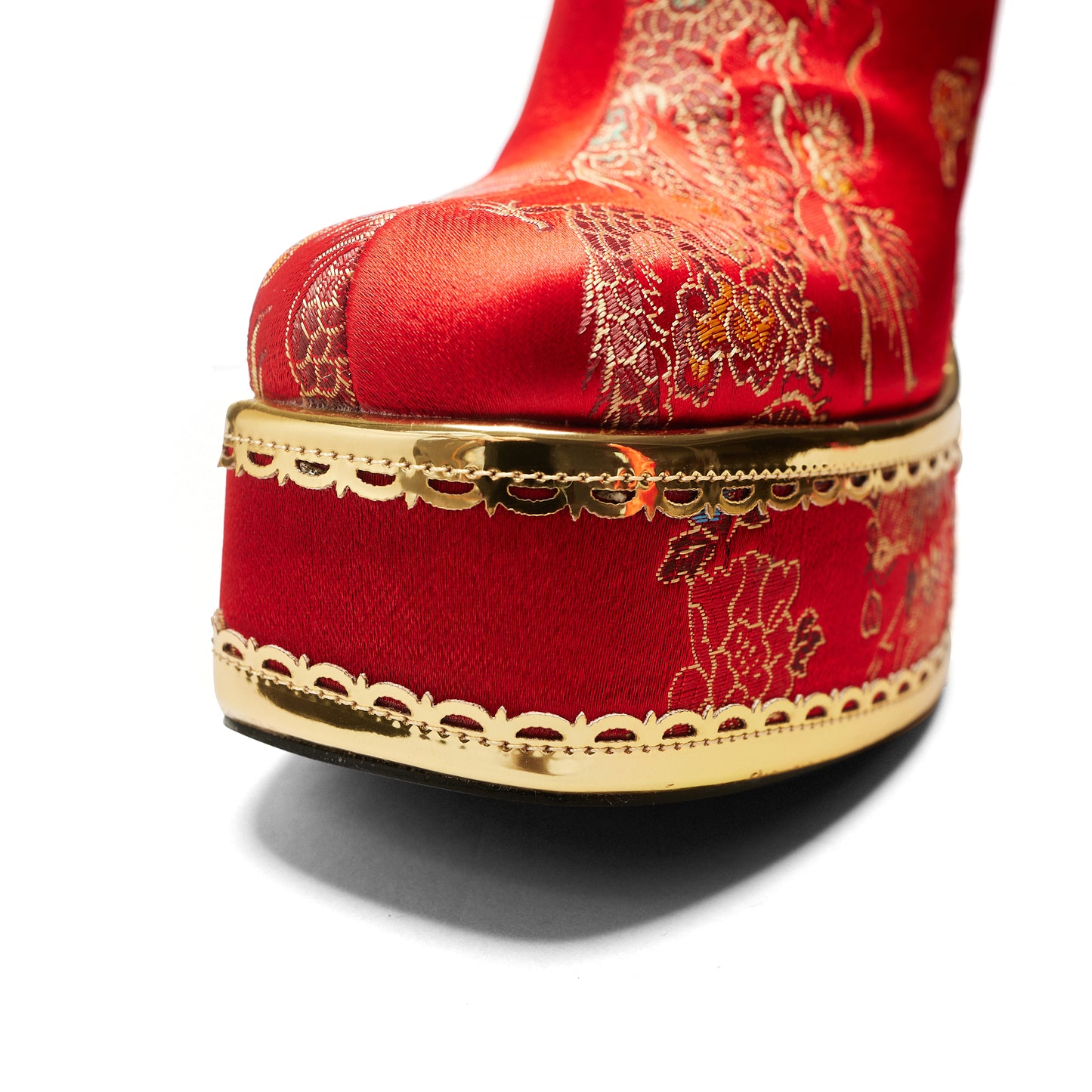 The Ornate Soul Playboy Red Heeled Boots - Ankle Boots - KOI Footwear - Red - Platform Detail