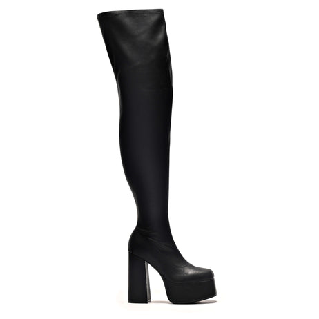 The Redemption Stretch Thigh High Boots - Long Boots - KOI Footwear - Black - Main View