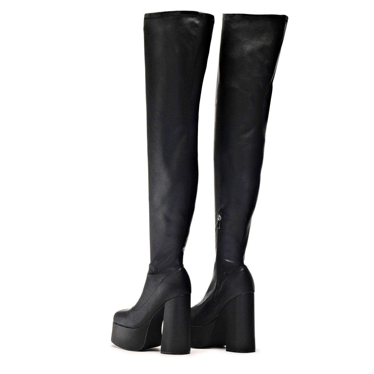 The Redemption Plus Size Thigh High Boots - Long Boots - KOI Footwear - Black - Back View