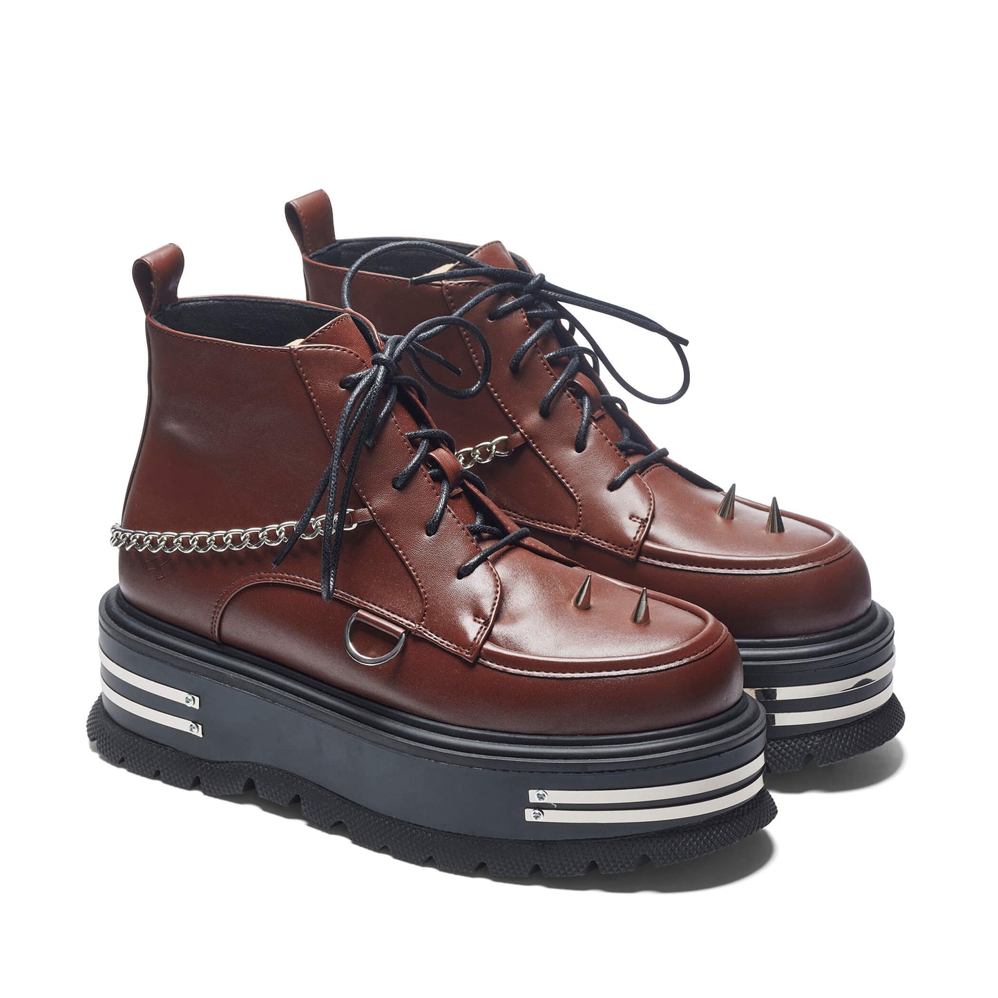 The Silence Men's Platform Grunge Boots - Brown - Koi Footwear - Three-Quarter View