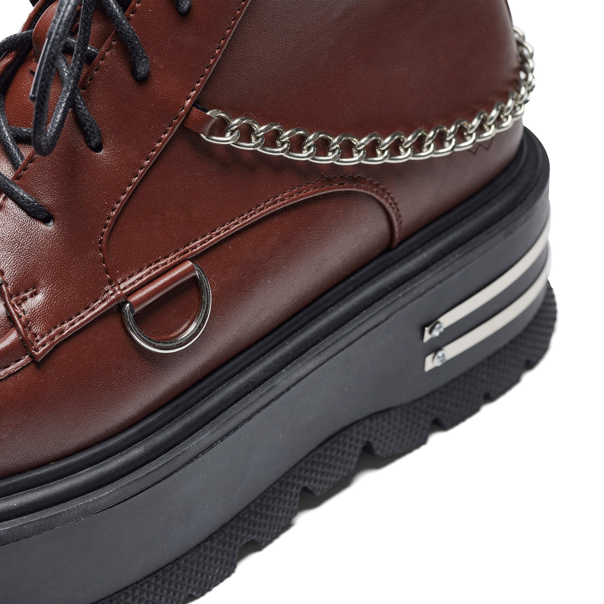 The Silence Men's Platform Grunge Boots - Brown - Koi Footwear - Material Detail
