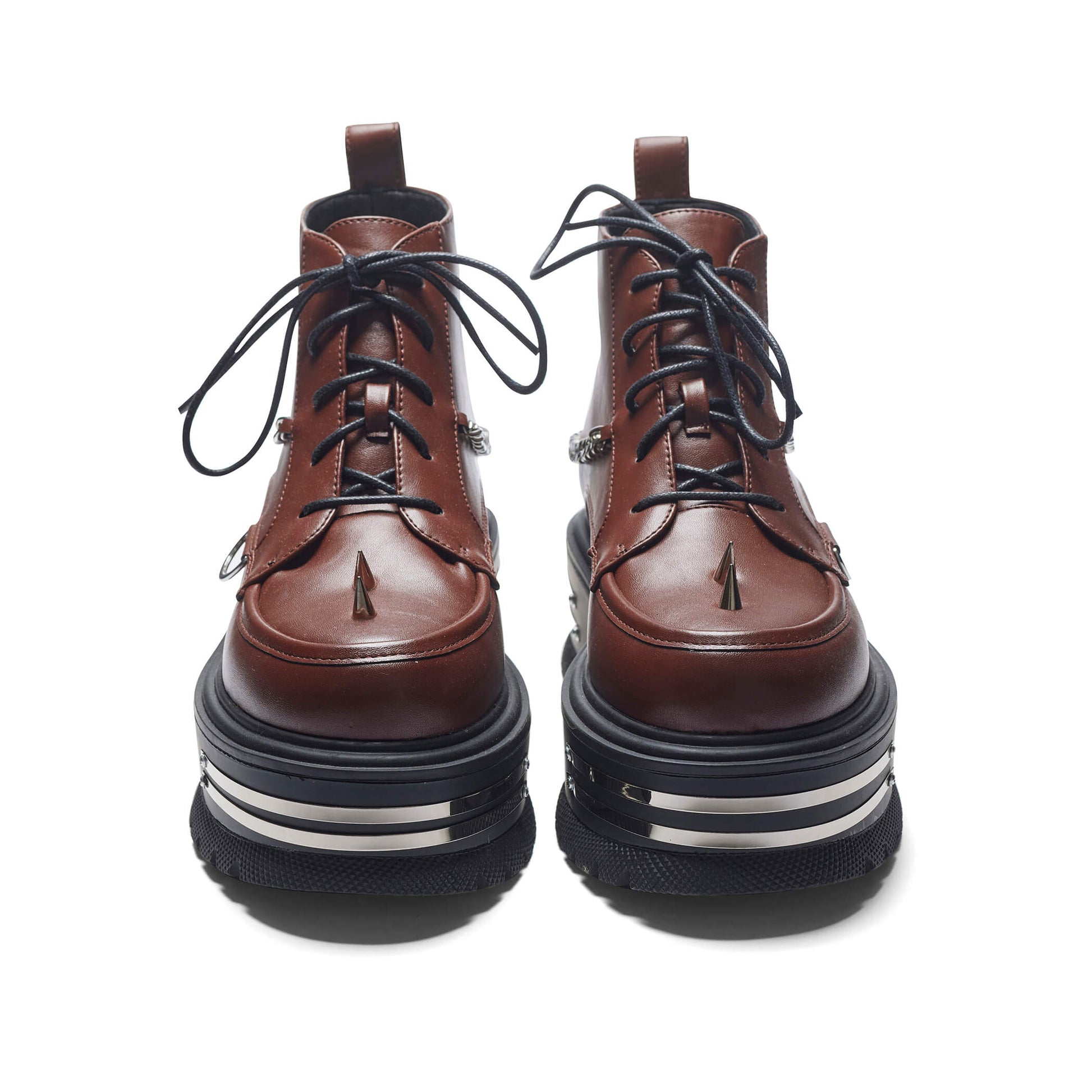 The Silence Men's Platform Grunge Boots - Brown - Koi Footwear - Front View