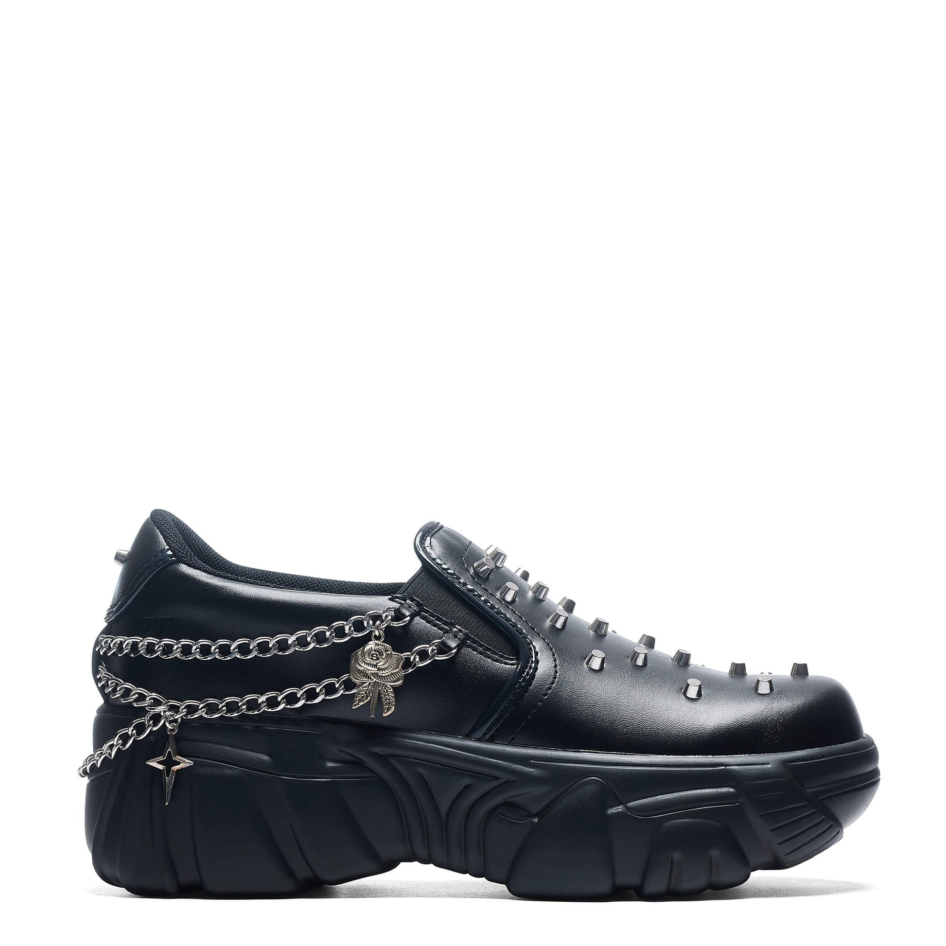 The Summoner Mystic Charm Chunky Slip Ons - Black - Shoes - KOI Footwear - Black - Side View