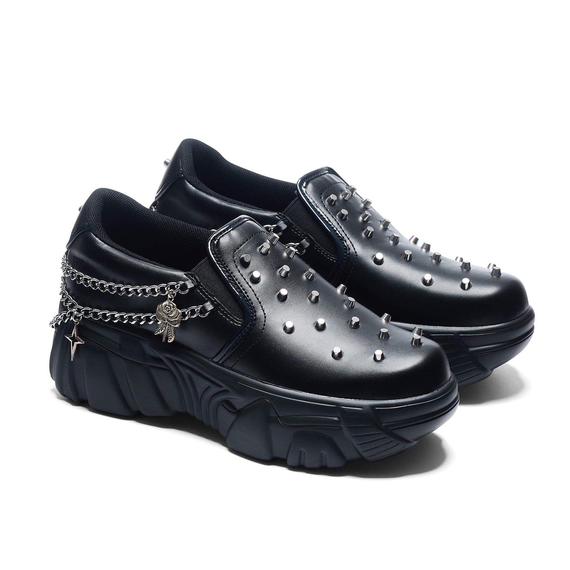 The Summoner Mystic Charm Chunky Slip Ons - Black - Shoes - KOI Footwear - Black - Three-Quarter View