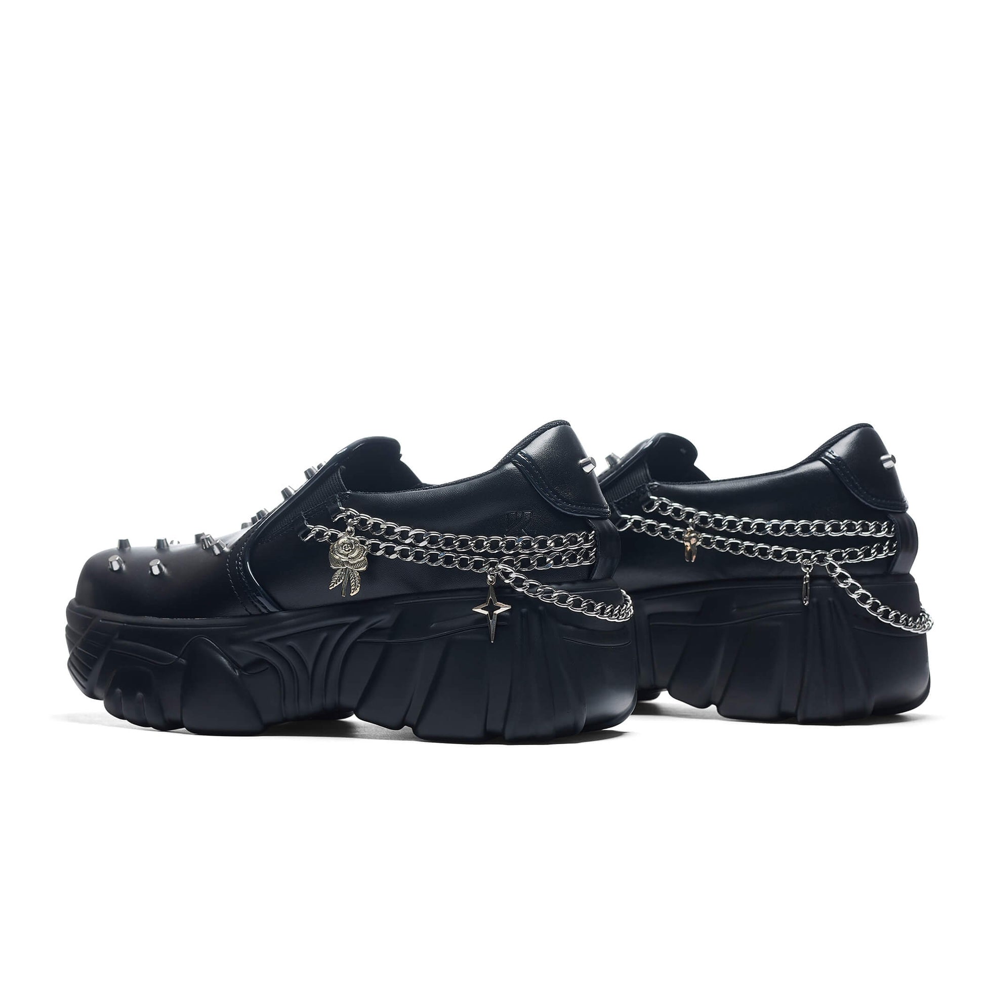 The Summoner Mystic Charm Chunky Slip Ons - Black - Shoes - KOI Footwear - Black - Back View