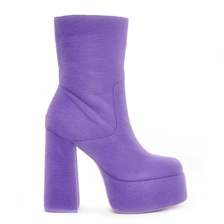 Tinky Winky Fluffy Platform Boots - Ankle Boots - KOI Footwear - Purple - Main View