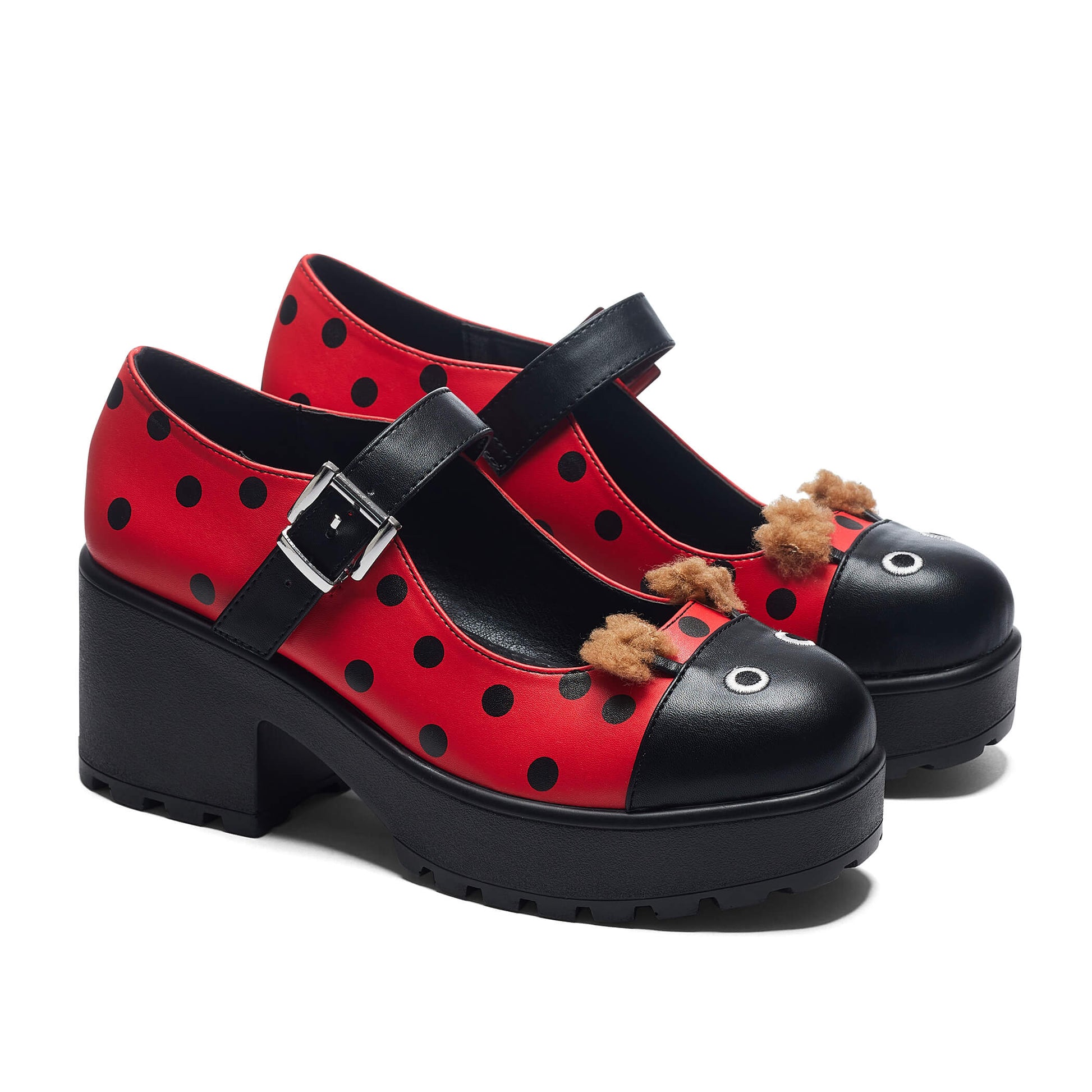 Tira Mary Janes 'Lucky Ladybird Edition' - Mary Janes - KOI Footwear - Red - Three-Quarter View