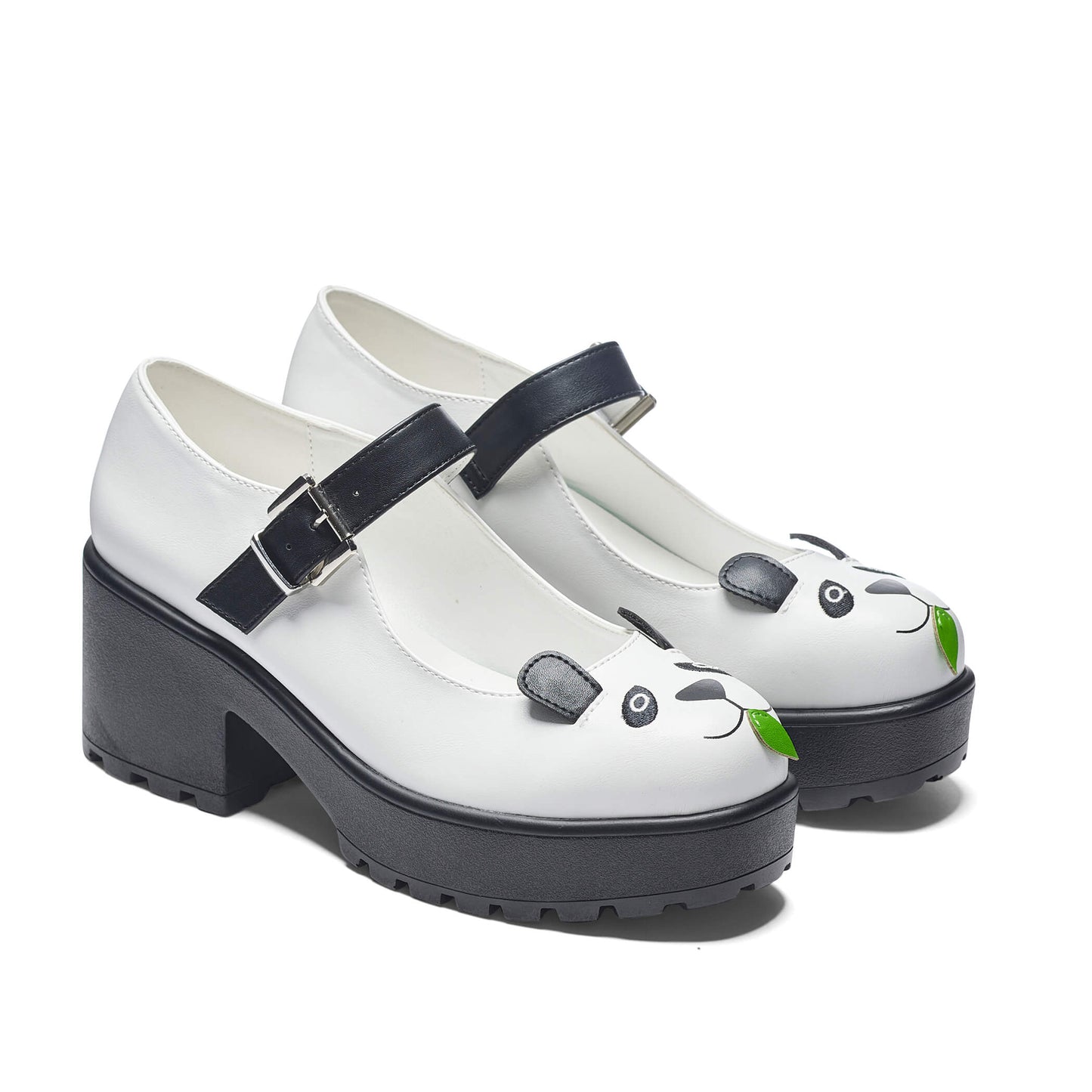 Tira Mary Jane Shoes 'Pondering Panda Edition' - Black & White - KOI Footwear - Three-Quarter View