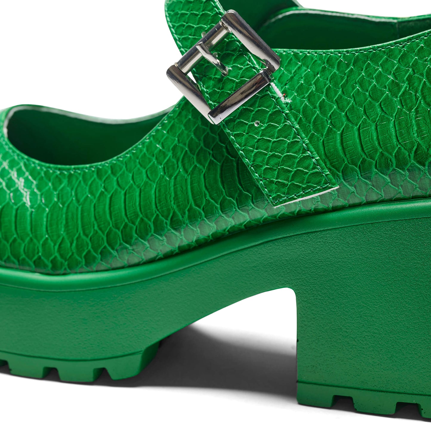 Tira Mary Janes Shoes 'Sassy Snake Edition' - Green - KOI Footwear - Buckle Detail