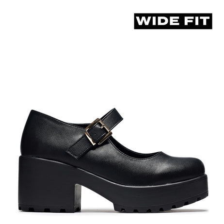 Tira WIDE FIT Mary Jane Shoes 'Faux Leather Edition' - Mary Janes - KOI Footwear - Black - Main View