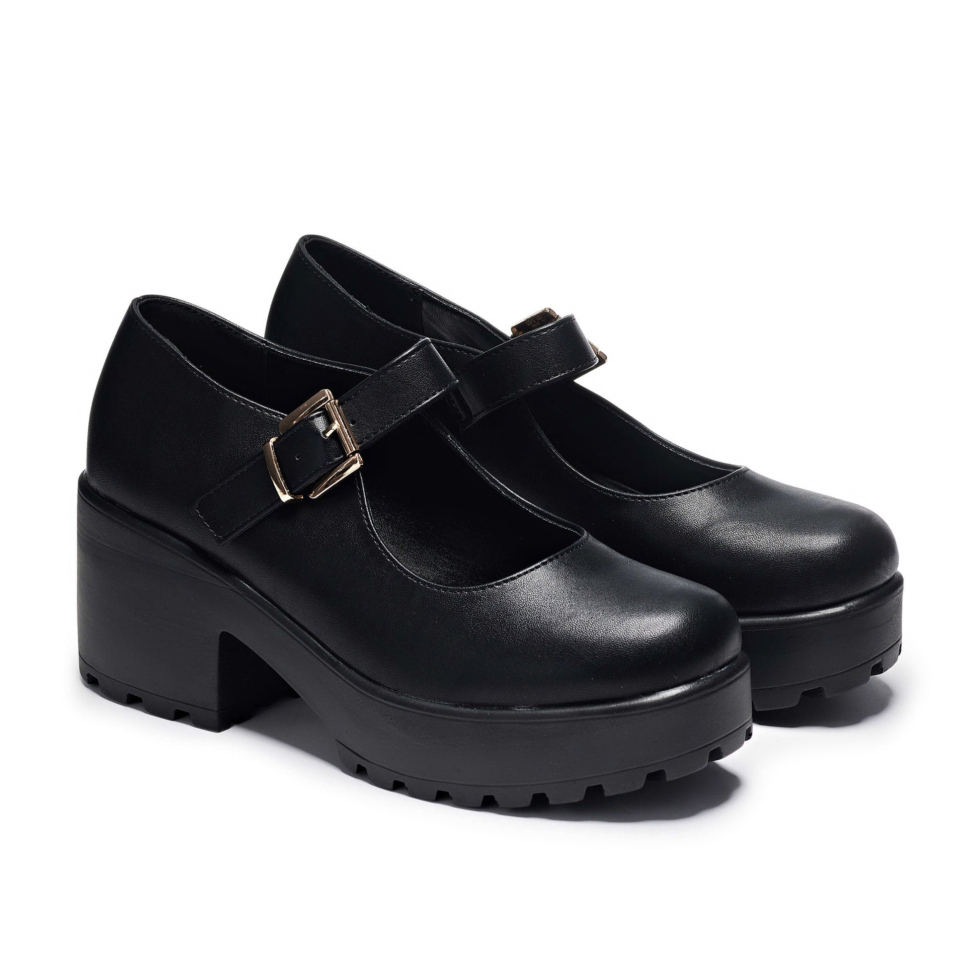 Tira Mary Jane Shoes 'Faux Leather Edition' - Mary Janes - KOI Footwear - Black - Three-Quarter View