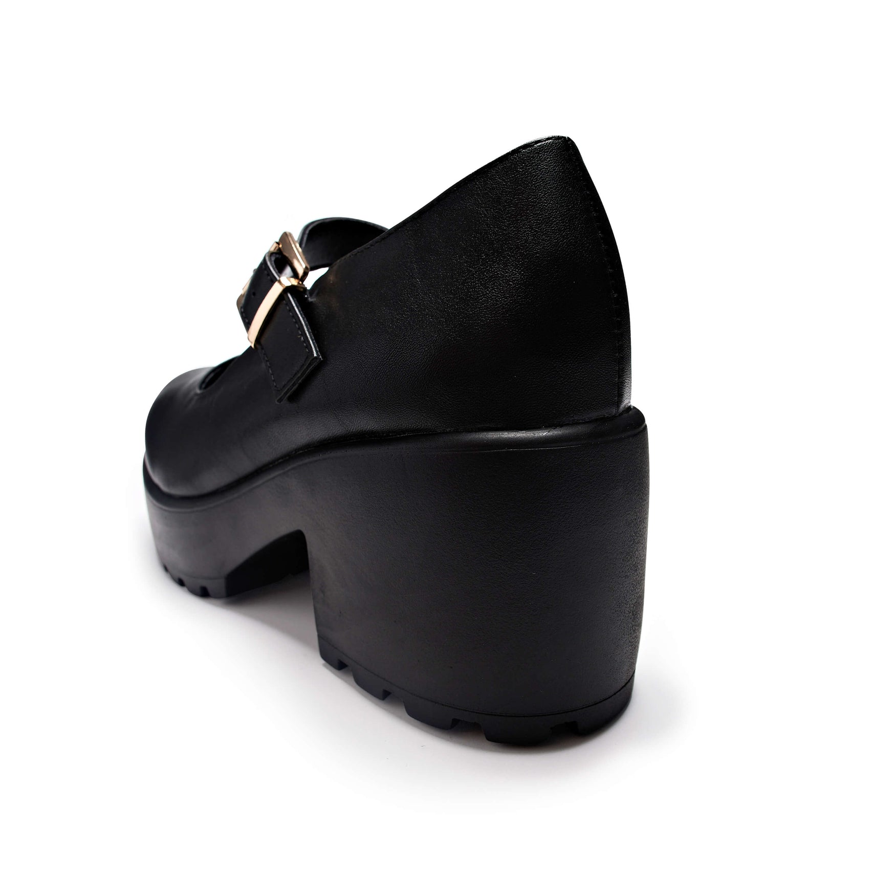 Cow Leather Retro Mary Jane Shoes Chunky Heel Platform