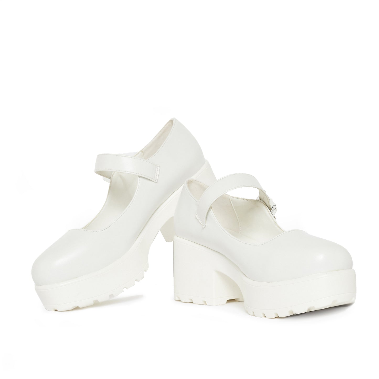 Tira Mary Jane Shoes 'White Washout Edition' - Mary Janes - KOI Footwear - White - Front View