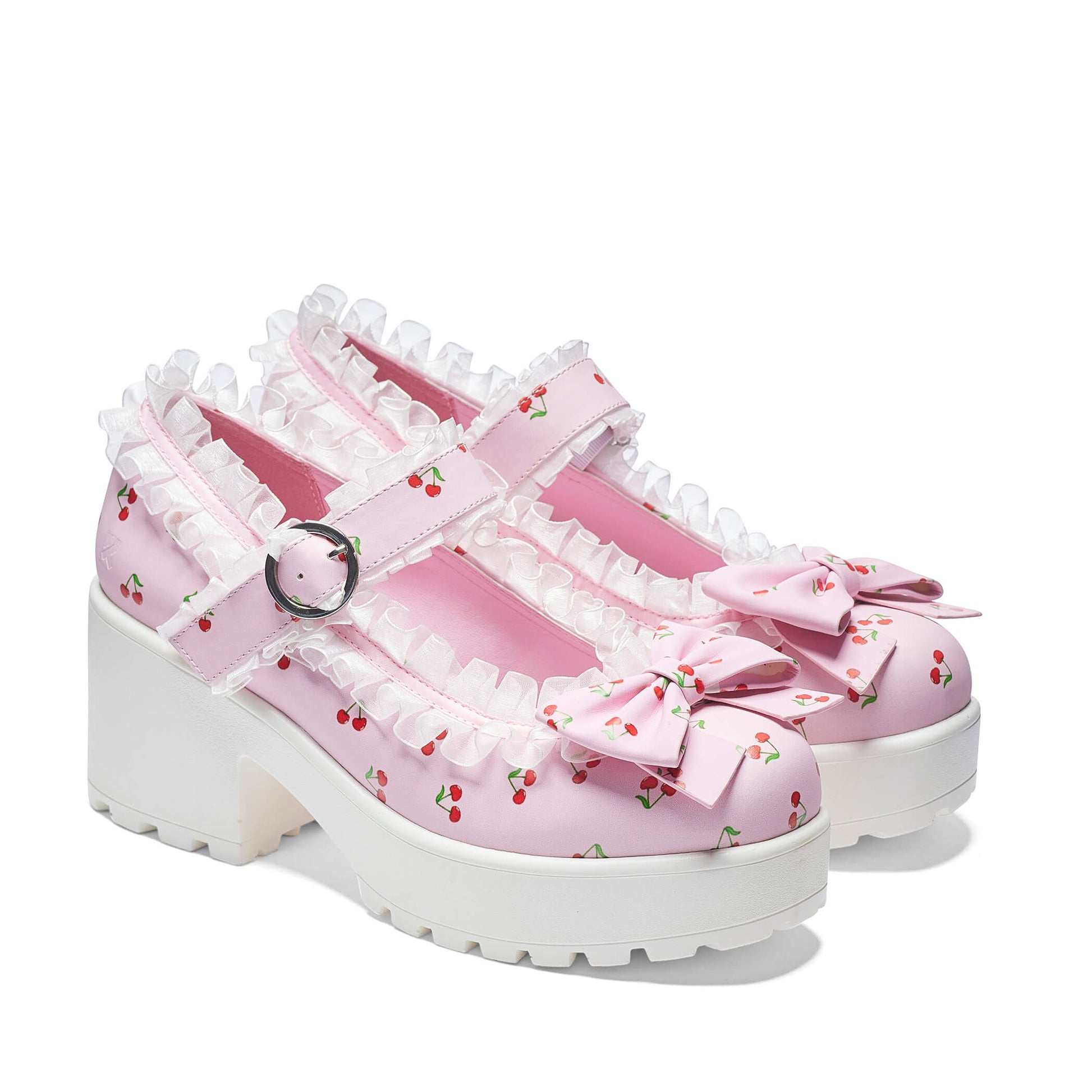 Tira Mary Janes Shoes 'Pink Cherry Bakewell Edition' - Mary Janes - KOI Footwear - Pink - Three-Quarter View
