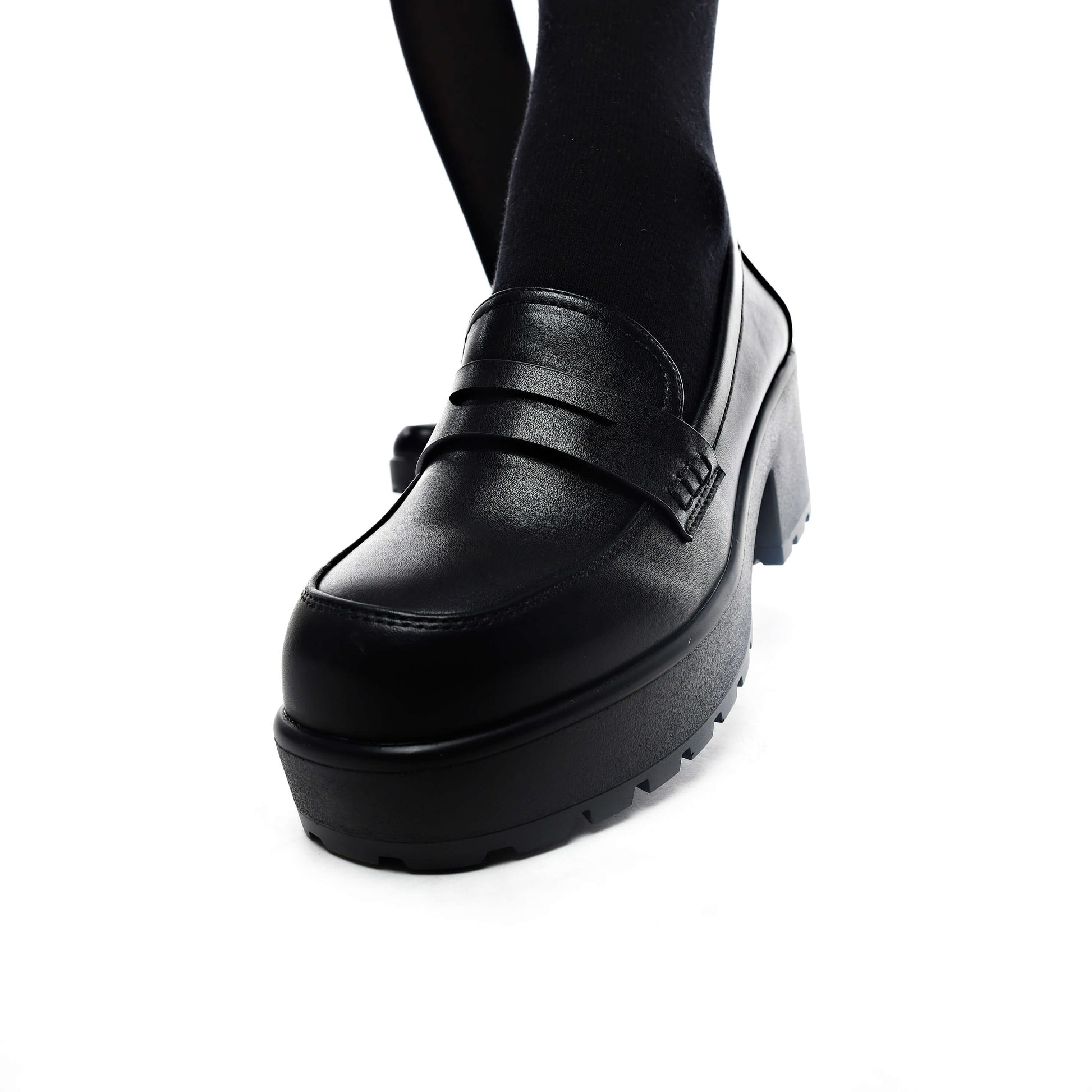 Vigo Classic Chunky Shoes - Shoes - KOI Footwear - Black - Front Model View