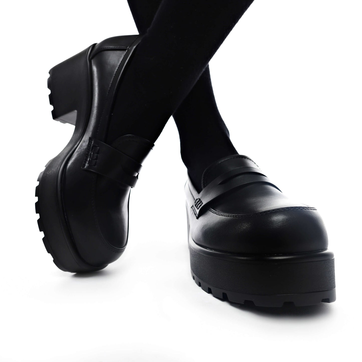 Vigo Classic Chunky Shoes - Shoes - KOI Footwear - Black - Side and Front View