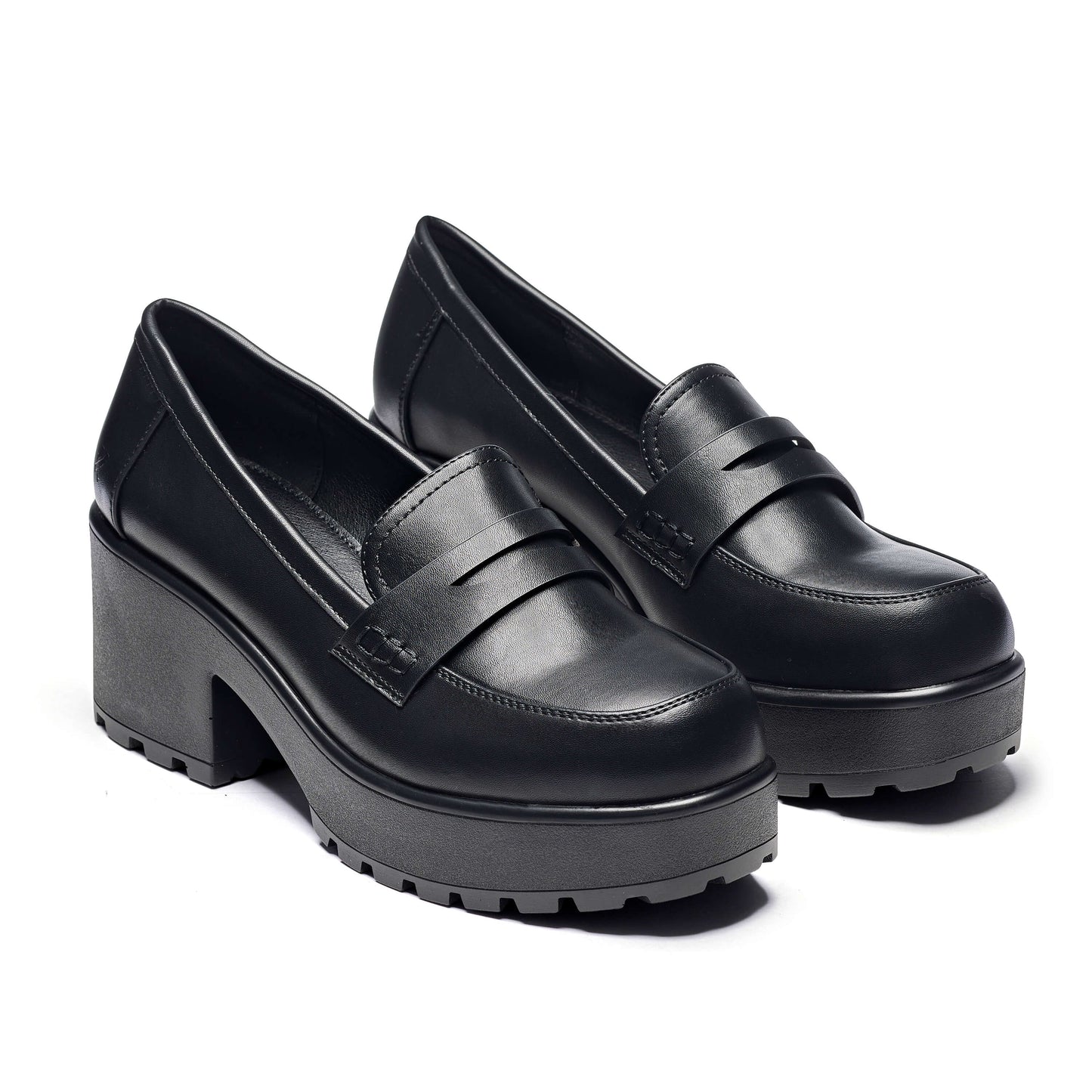 Vigo Classic Chunky Shoes - Shoes - KOI Footwear - Black - Three-Quarter View
