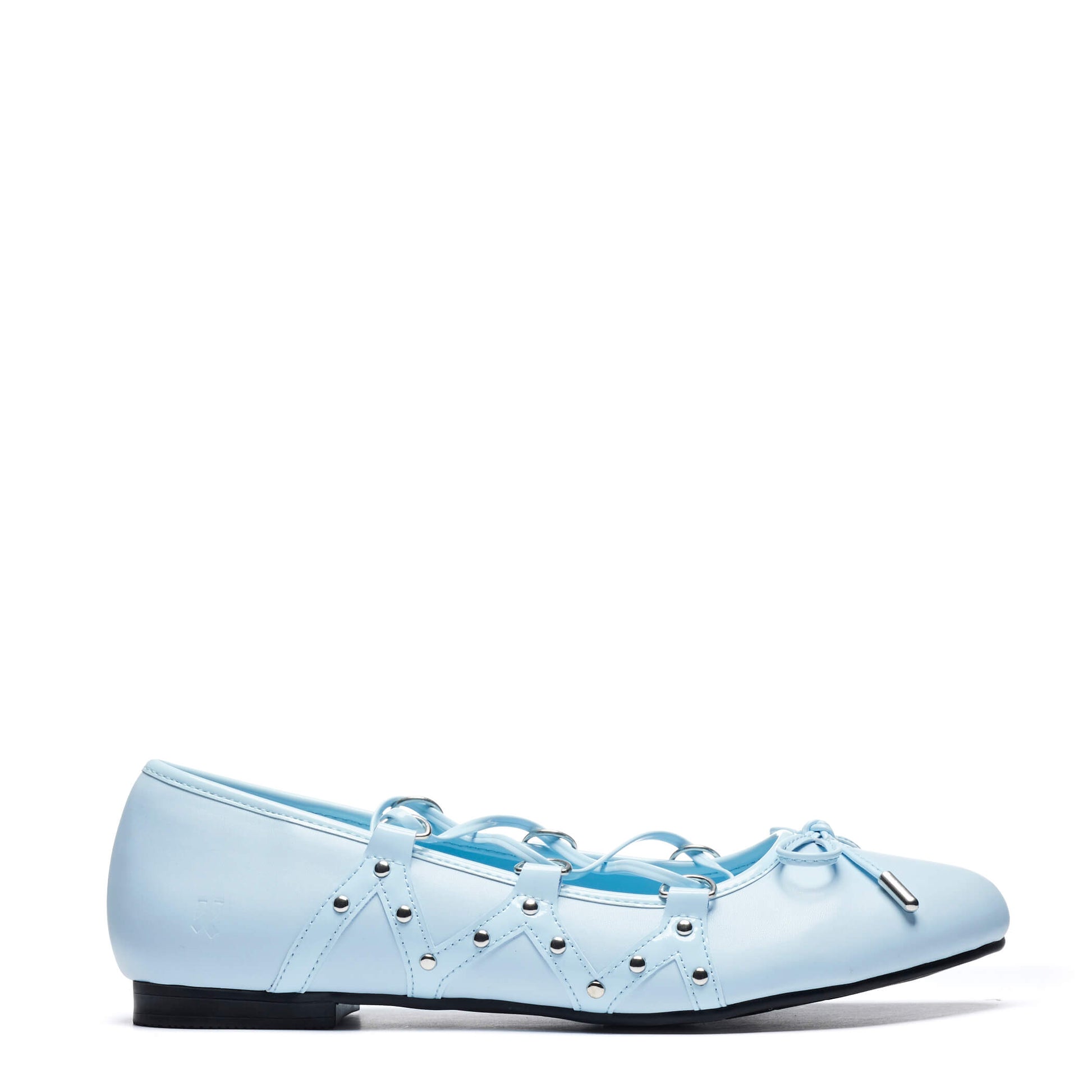 Violetta Lace Up Flat Ballet Shoes - Blue - Koi Footwear - Side View