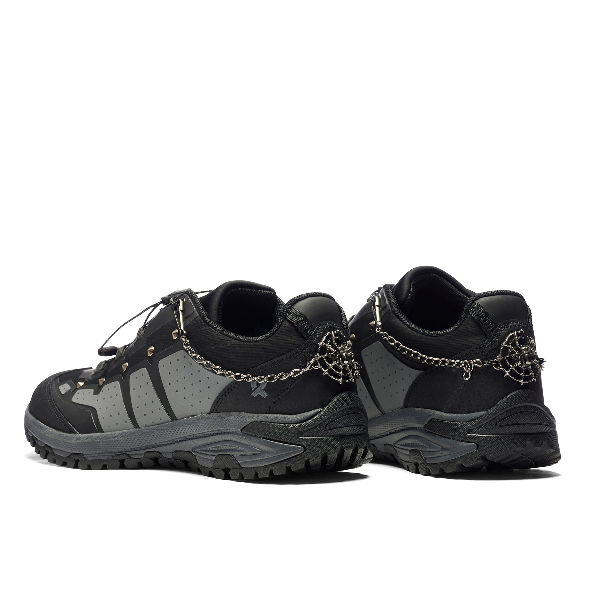 Wandering Spider Spiked Men's Hiking Shoes - Grey - Koi Footwear - Back View
