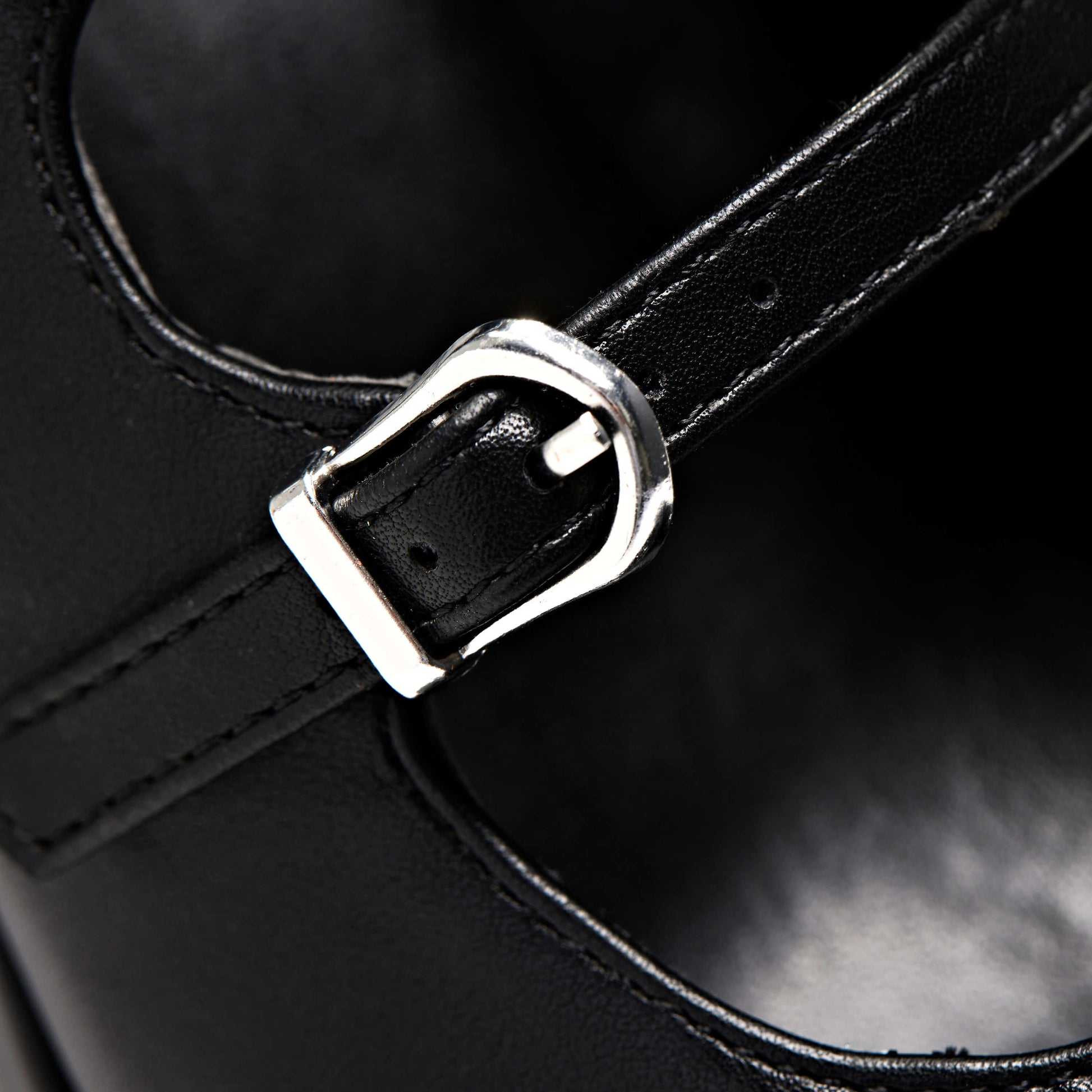 Zeba Black Platform Heels - Shoes - KOI Footwear - Black - Buckle Detail