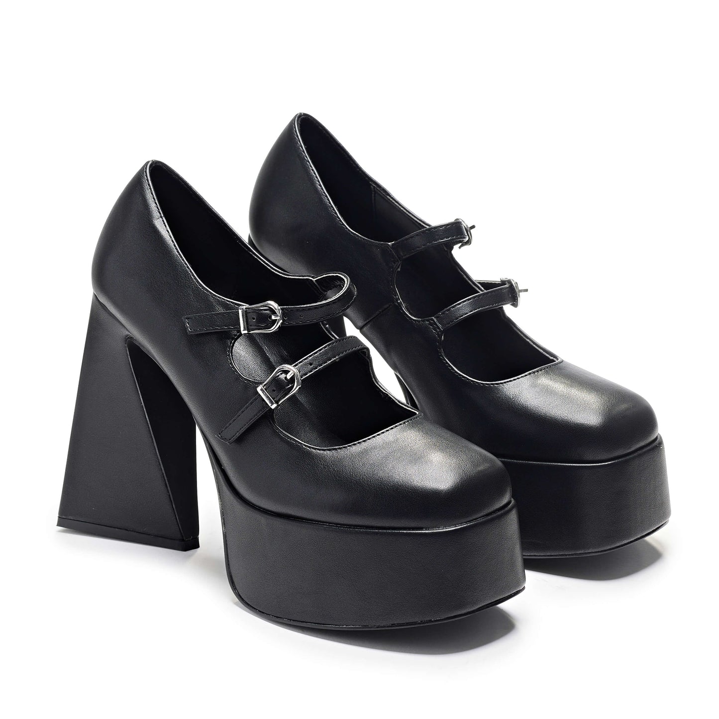 Zeba Black Platform Heels - Shoes - KOI Footwear - Black - Three-Quarter View