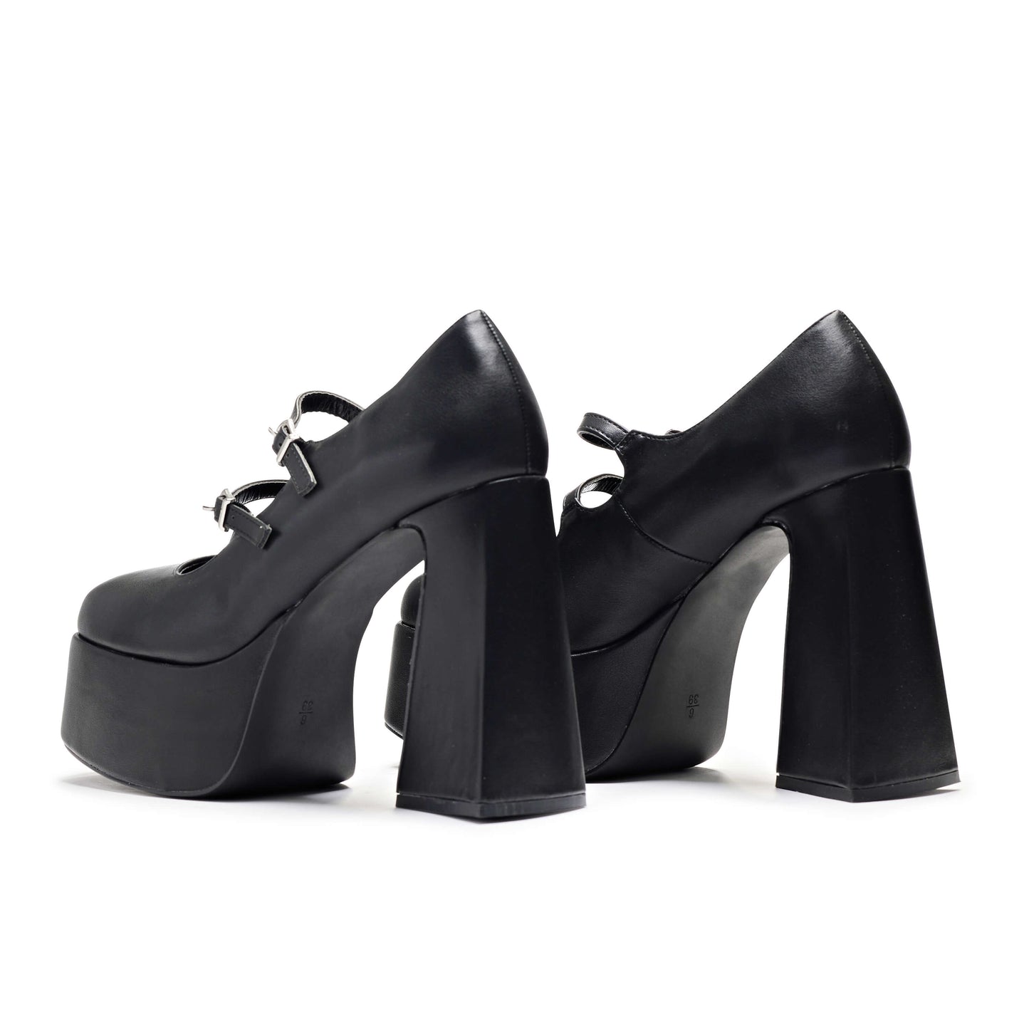 Zeba Black Platform Heels - Shoes - KOI Footwear - Black - Back Side View