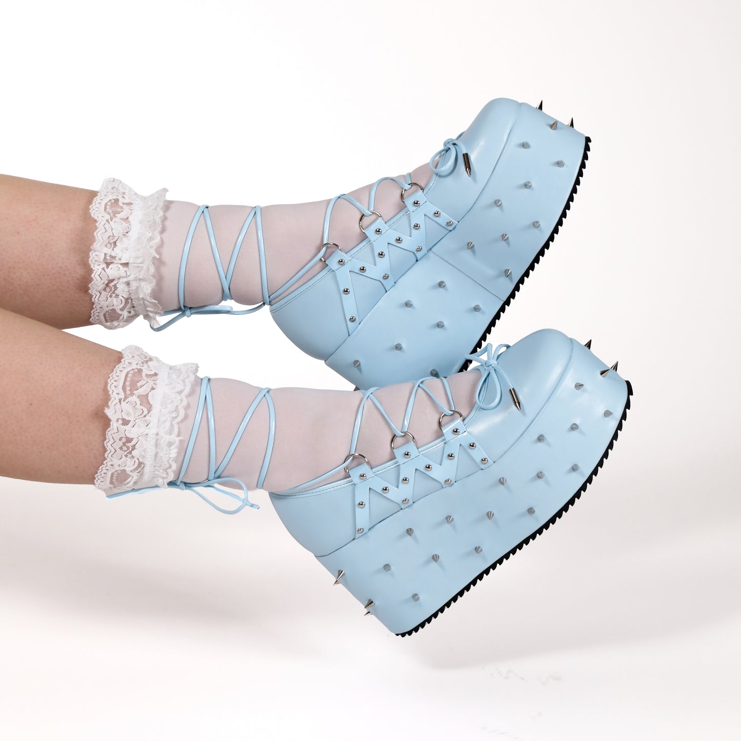 Zorina Lace Up Platform Ballet Shoes - Blue