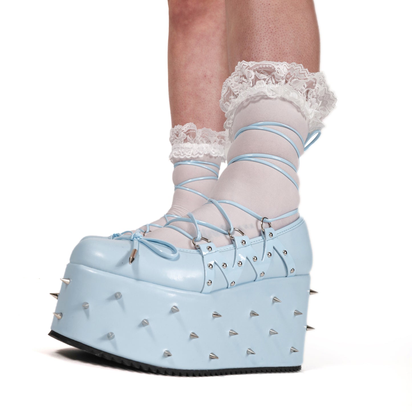 Zorina Lace Up Platform Ballet Shoes - Blue