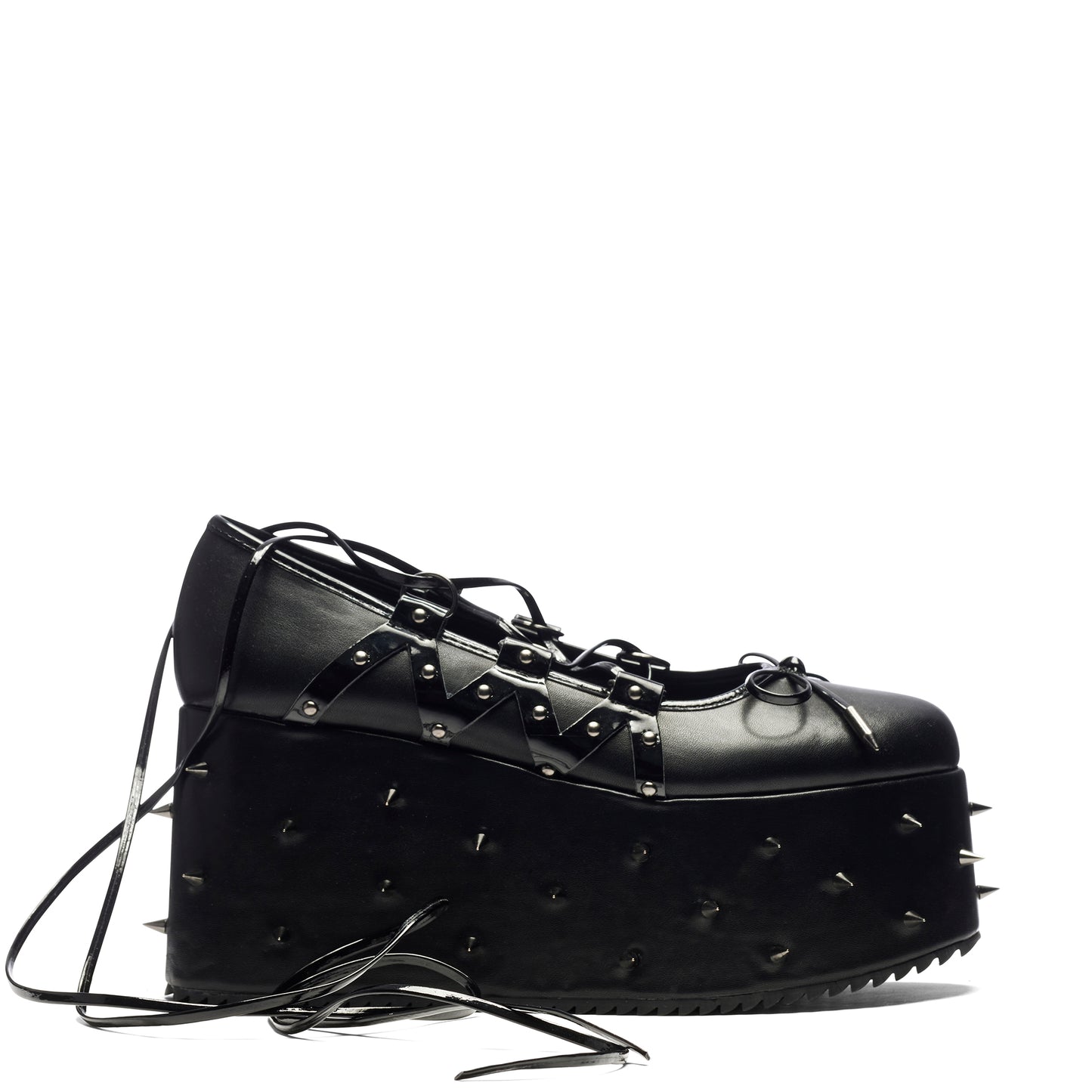 Zorina Lace Up Platform Ballet Shoes - Black - Koi Footwear - Side View