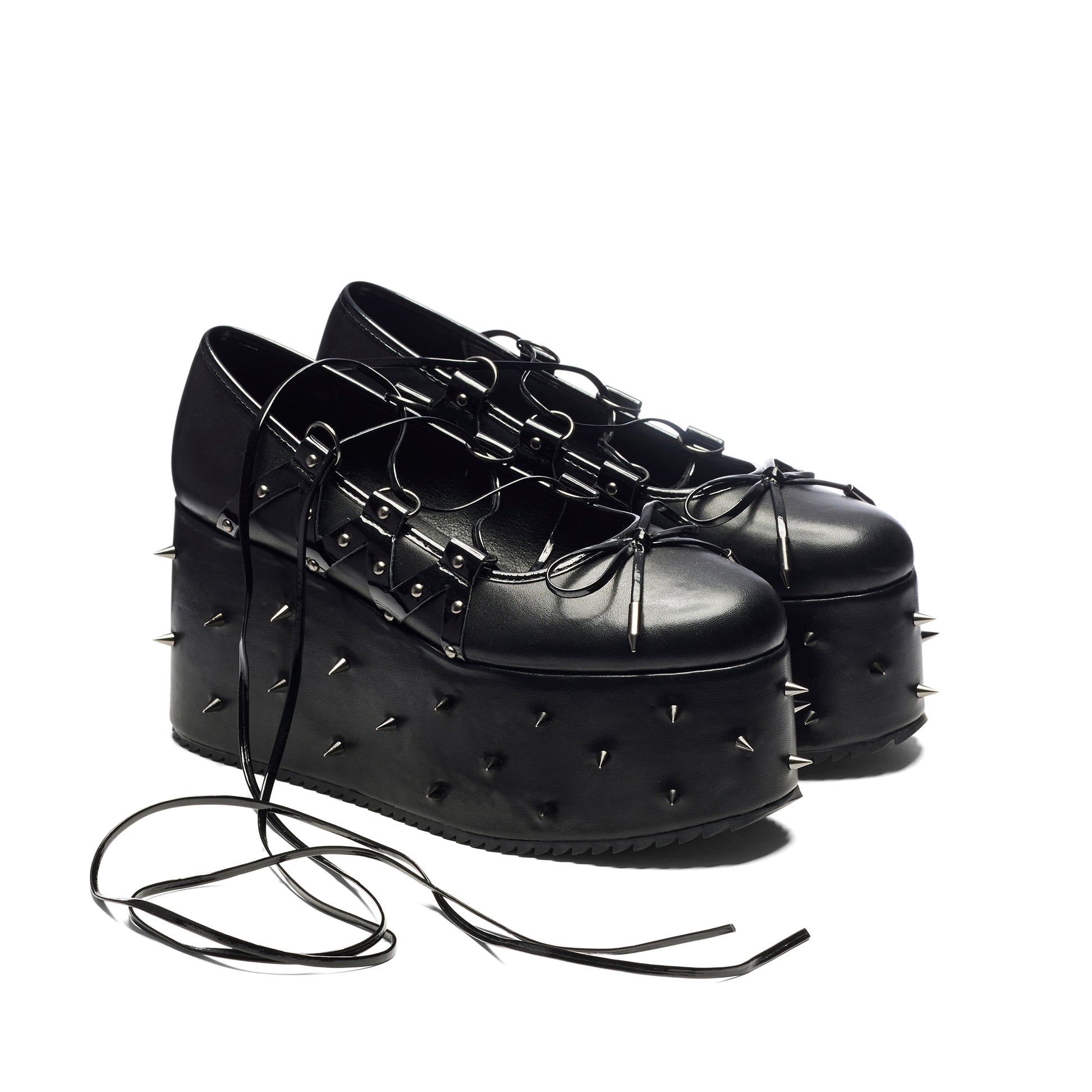 Zorina Lace Up Platform Ballet Shoes - Black - Koi Footwear - Three-Quarters View