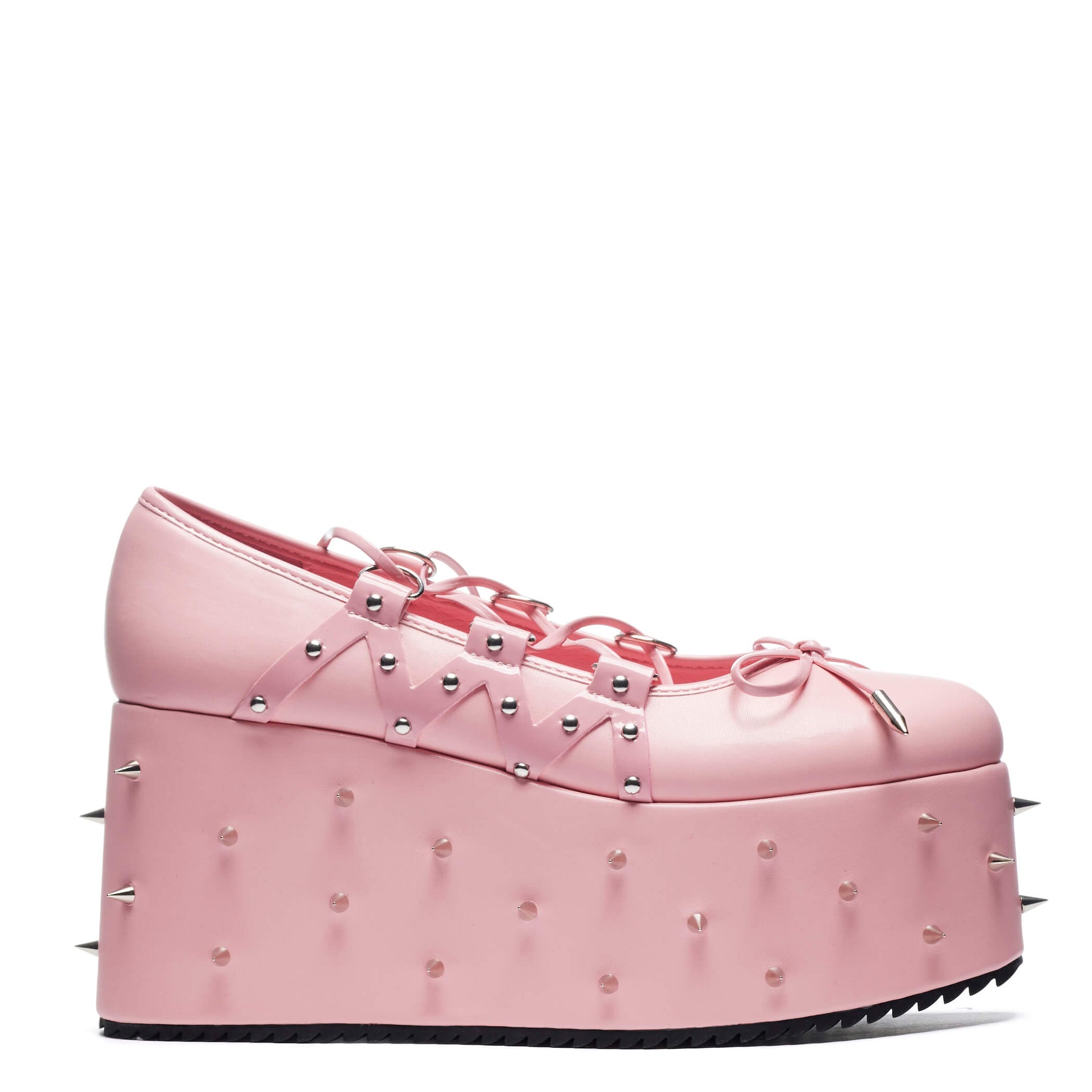 Zorina Lace Up Platform Ballet Shoes - Pink - Koi Footwear - Side View