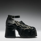 Avalon Strappy Heeled Shoes- Ebony