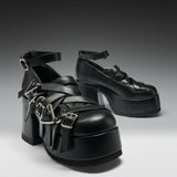 Avalon Strappy Heeled Shoes- Ebony