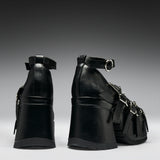 Avalon Strappy Heeled Shoes- Ebony