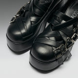 Avalon Strappy Heeled Shoes- Ebony