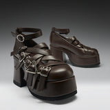 Avalon Strappy Heeled Shoes- Acorn