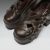 Avalon Strappy Heeled Shoes- Acorn