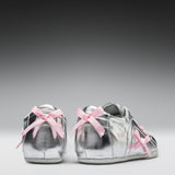 Bambalina Cat Lace up Bow Pumps- Silver