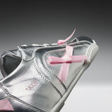 Bambalina Cat Lace up Bow Pumps- Silver