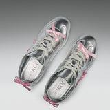 Bambalina Cat Lace up Bow Pumps- Silver