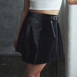 Coptic Faux Leather Mini Skirt- Black