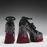 Blazed Flames Strappy Heels- Black