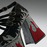 Blazed Flames Strappy Heels- Black