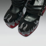 Blazed Flames Strappy Heels- Black