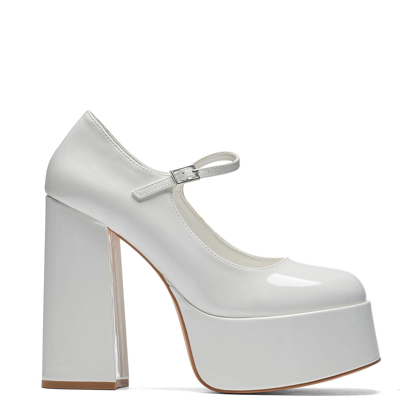 Darkbloom White Patent Platform Heels - Shoes - KOI Footwear - White - Side View