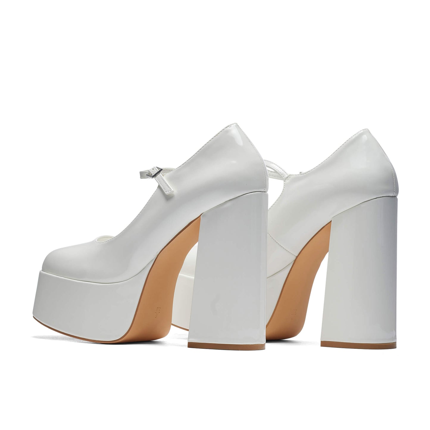 Darkbloom White Patent Platform Heels - Shoes - KOI Footwear - White - Back View